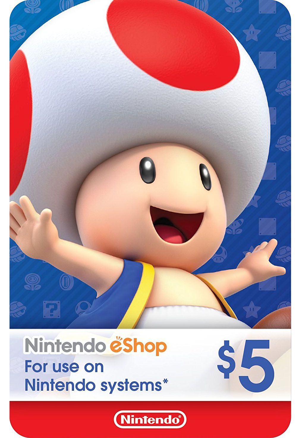 Cartão Nintendo eShop Crédito Switch - $5 Dólares