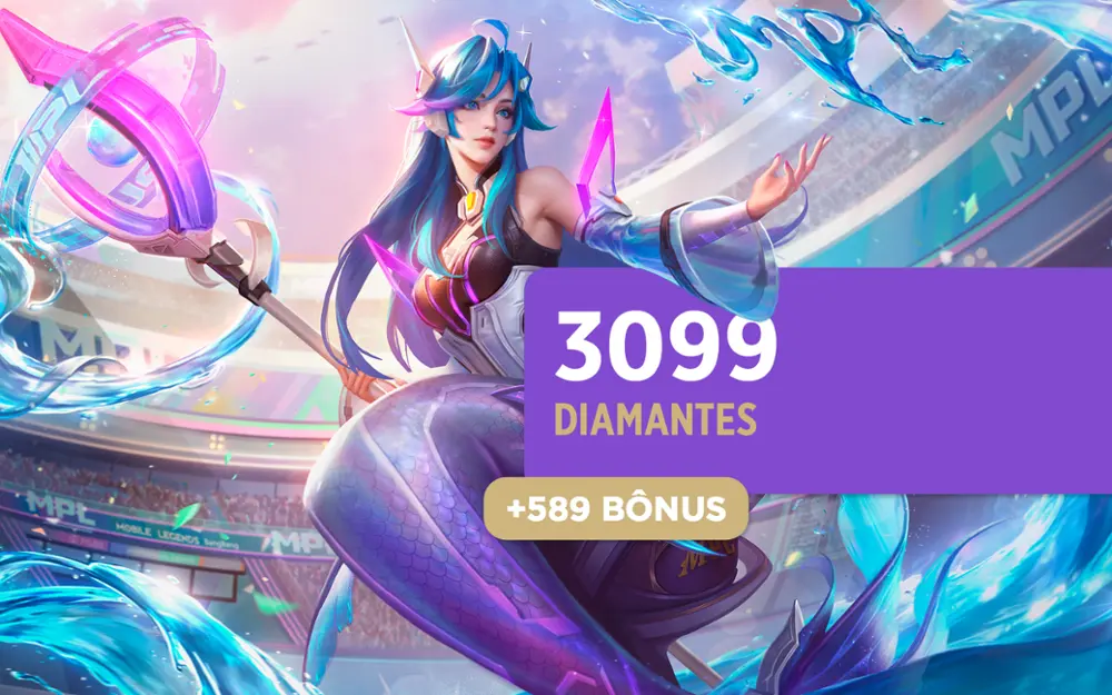 Mobile Legends - 3.099 Diamantes + 589 Bônus