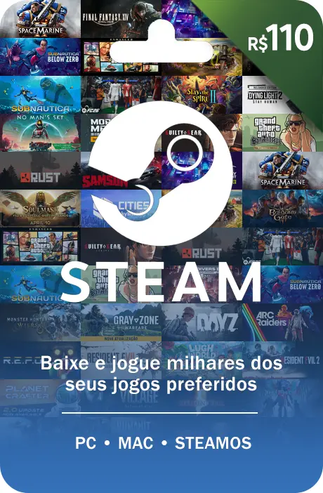 Steam Gift Card - Cartão Pré Pago R$ 110