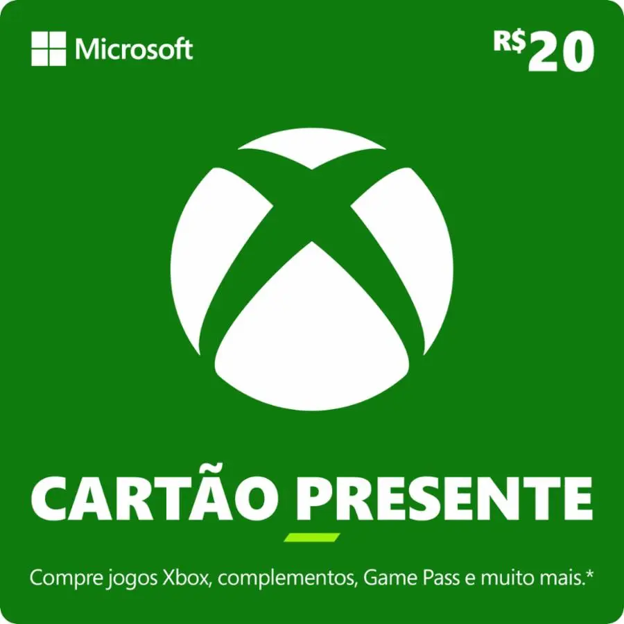 Cartão Presente Pré Pago Xbox Live R$ 20 Reais