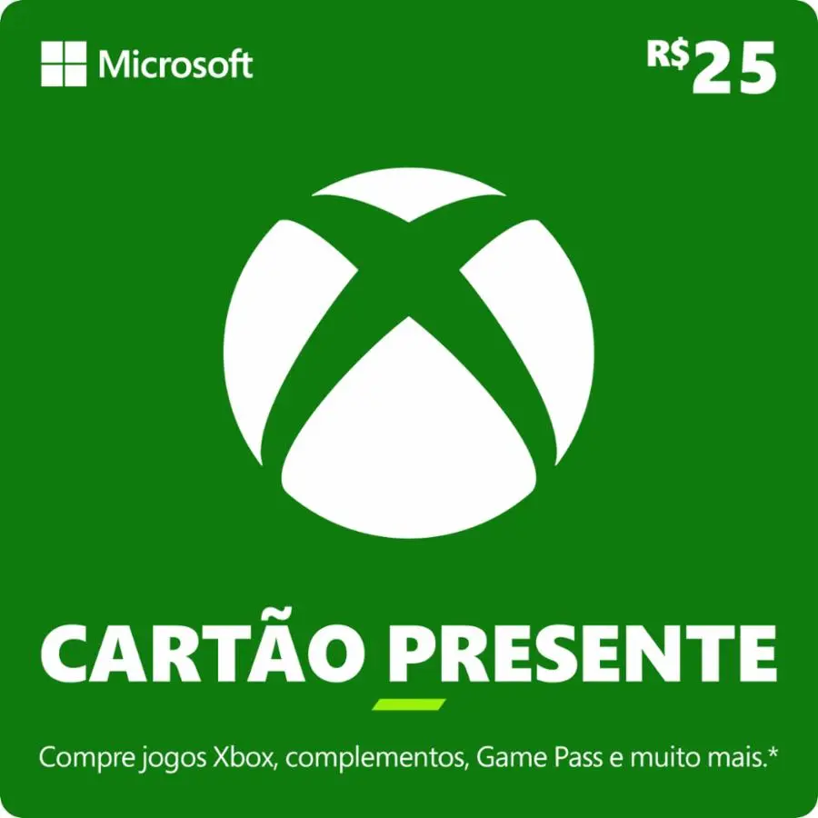 Cartão Presente Pré Pago Xbox Live R$ 25 Reais