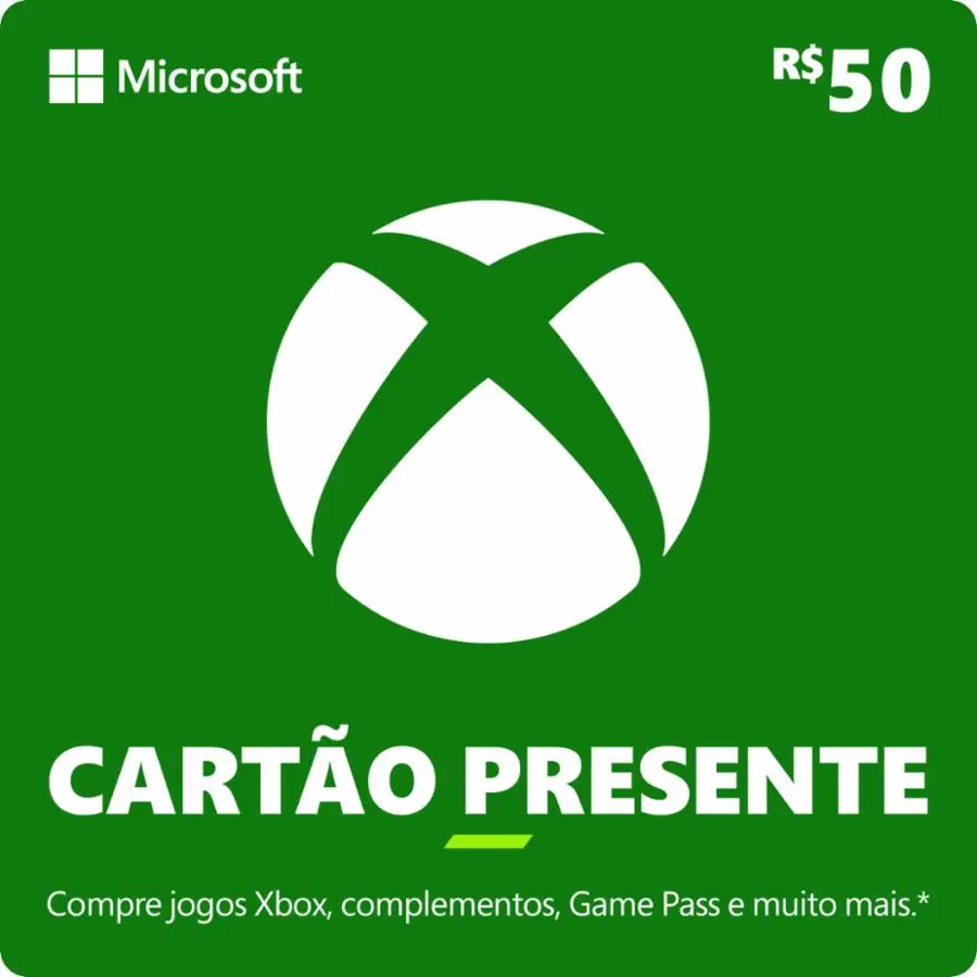 Cartão Presente Pré Pago Xbox Live R$ 50 Reais