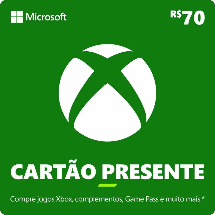 Cartão Presente Pré Pago Xbox Live R$ 70 Reais