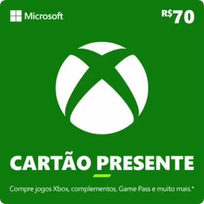 Cartão Presente Pré Pago Xbox Live R$ 70 Reais