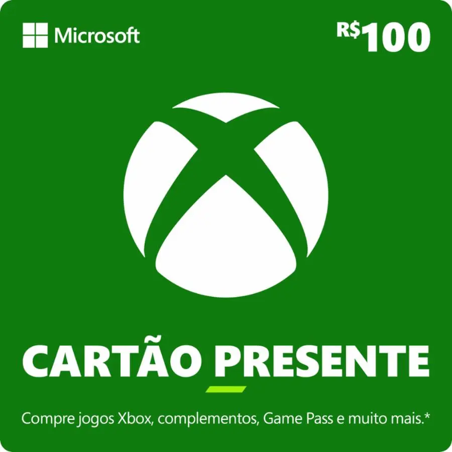 Cartão Presente Pré Pago Xbox Live R$ 100 Reais
