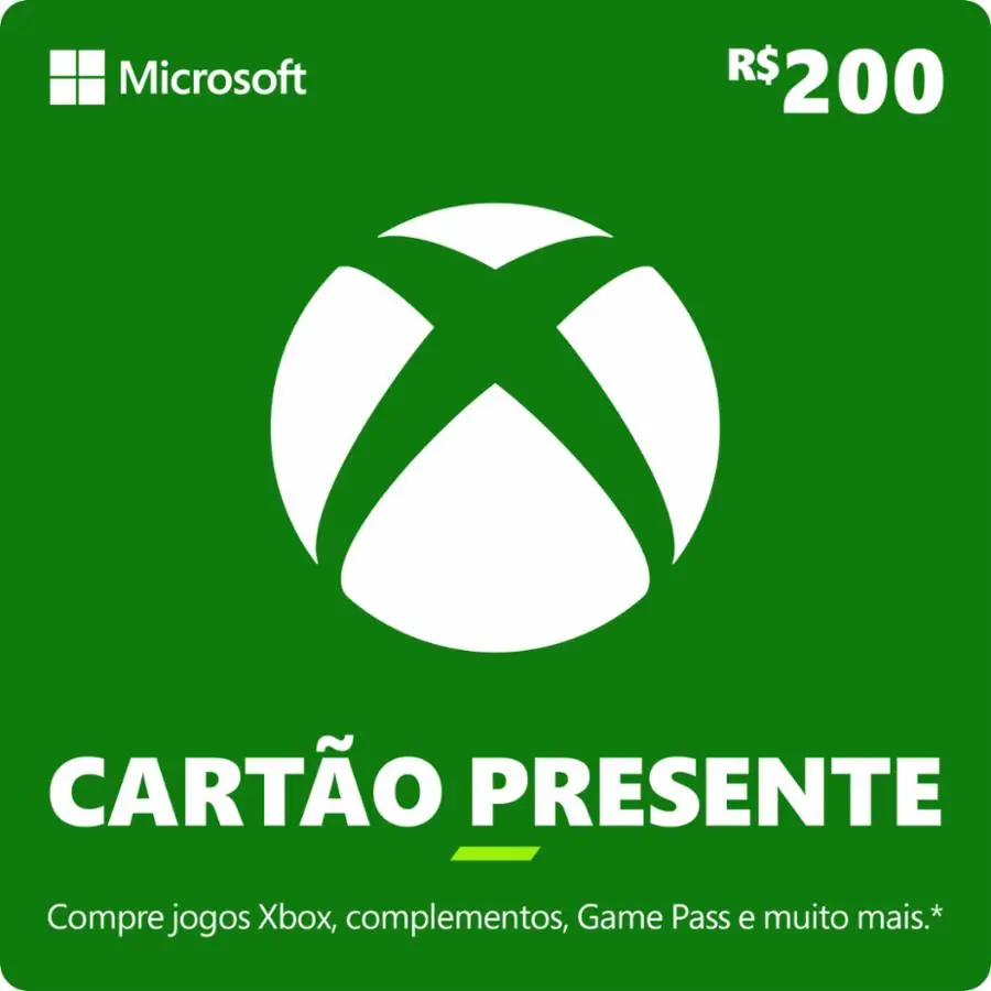 Cartão Presente Digital Xbox Live R$ 200 Reais