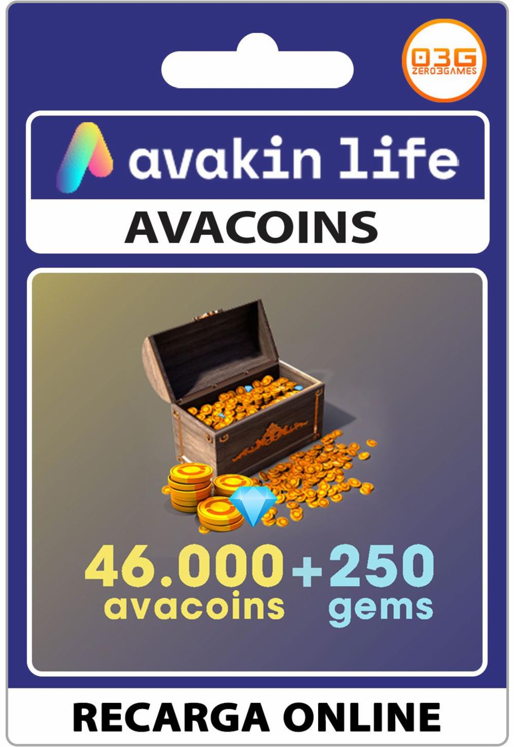 46.000 Avacoins + 250 Gemas - Avakin Life