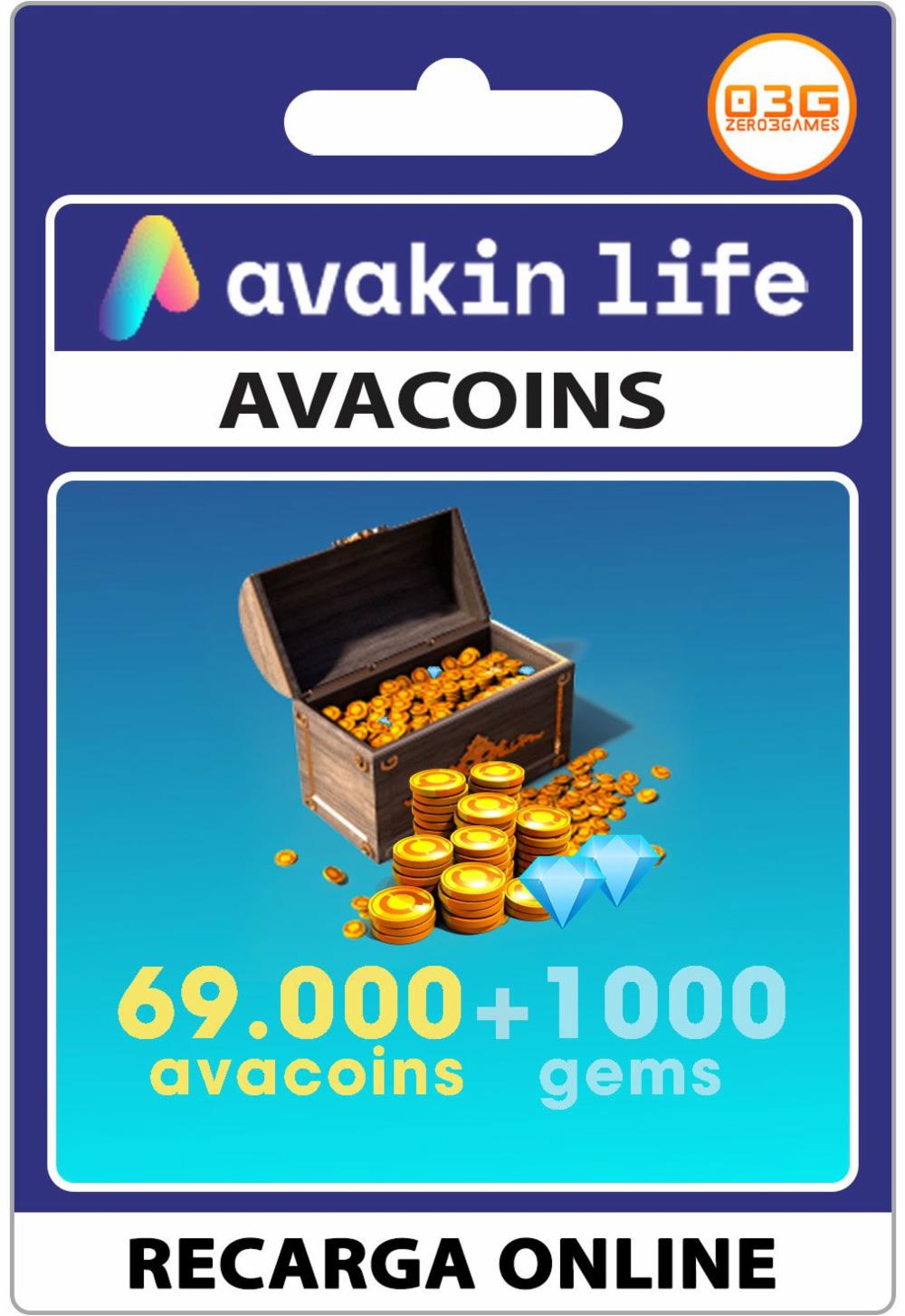69.000 Avacoins + 1.000 Gemas - Avakin Life